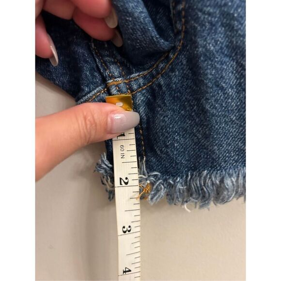 NWT Free People Denim Cut-off Mini Shorts 25 in Deep Sea wash distressed western - Picture 7 of 8